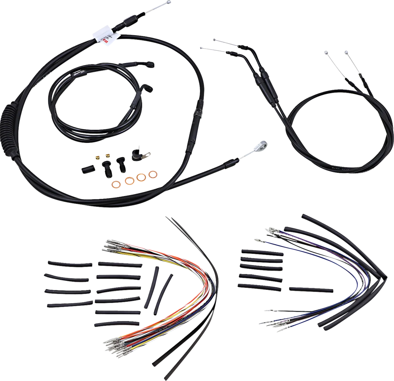 Complete Black Vinyl Handlebar Cable/Line Kit for Ape Hangers