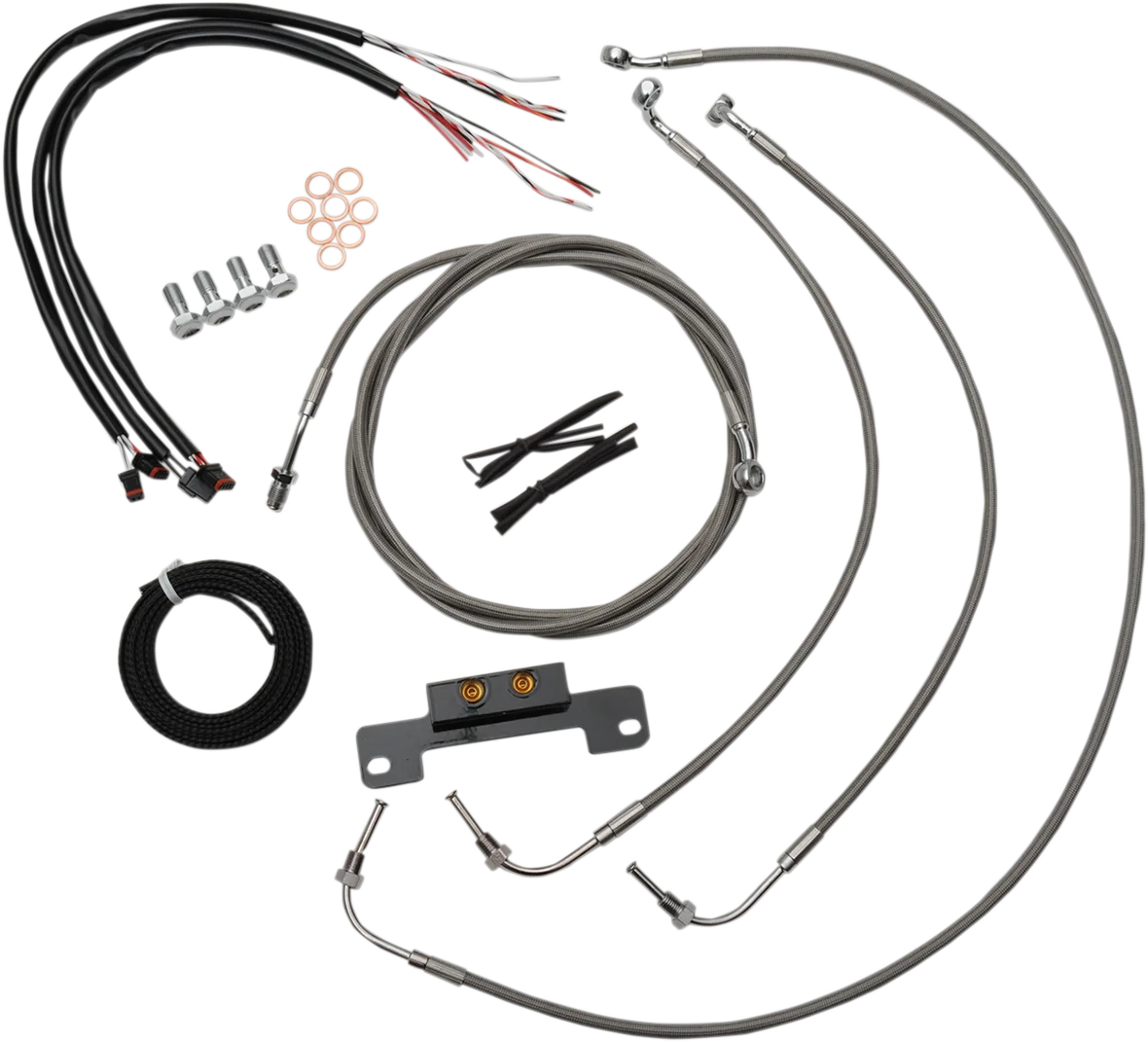 Complete Stainless Braided Handlebar Cable/Brake Line Kit — Cable Kit