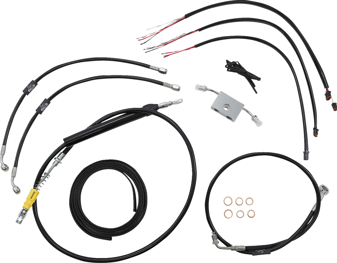Complete Black Vinyl Braided Handlebar Cable/Brake Line Kit