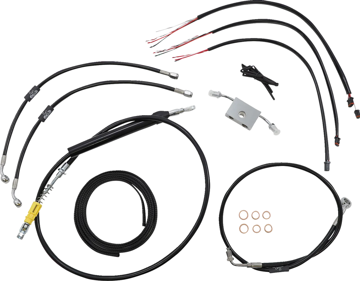 Complete Black Vinyl Braided Handlebar Cable/Brake Line Kit