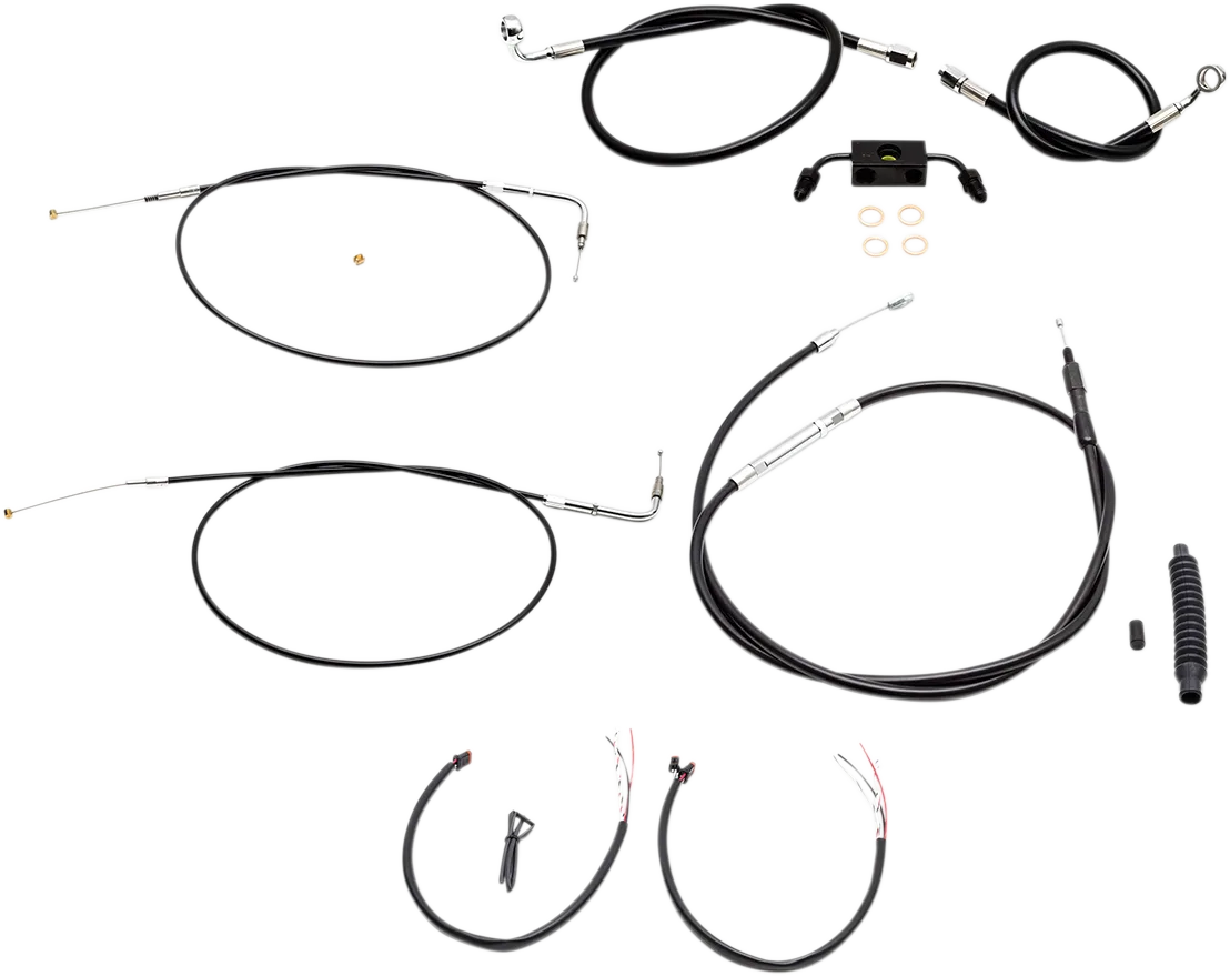 Complete Black Vinyl Braided Handlebar Cable/Brake Line Kit
