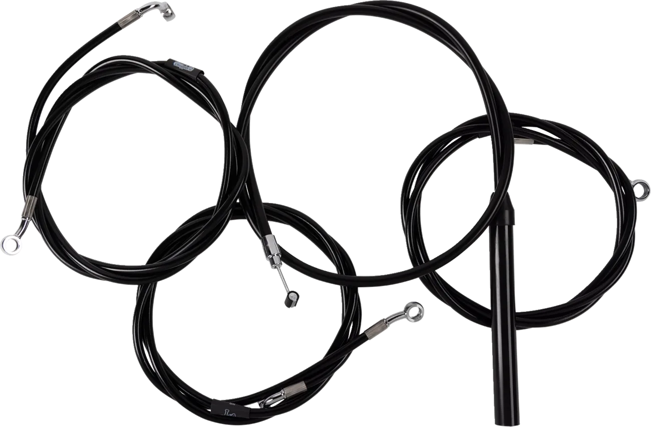 Complete Black Vinyl Braided Handlebar Cable/Brake Line Kit