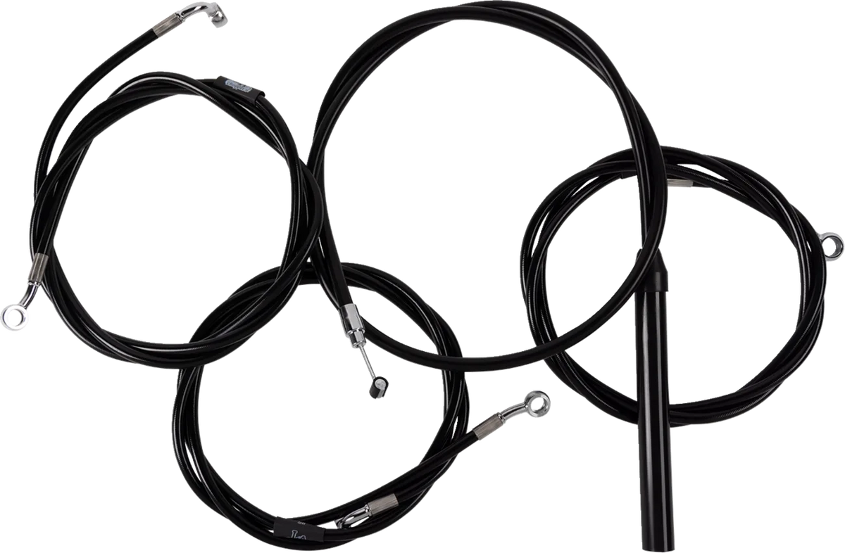 Complete Black Vinyl Braided Handlebar Cable/Brake Line Kit