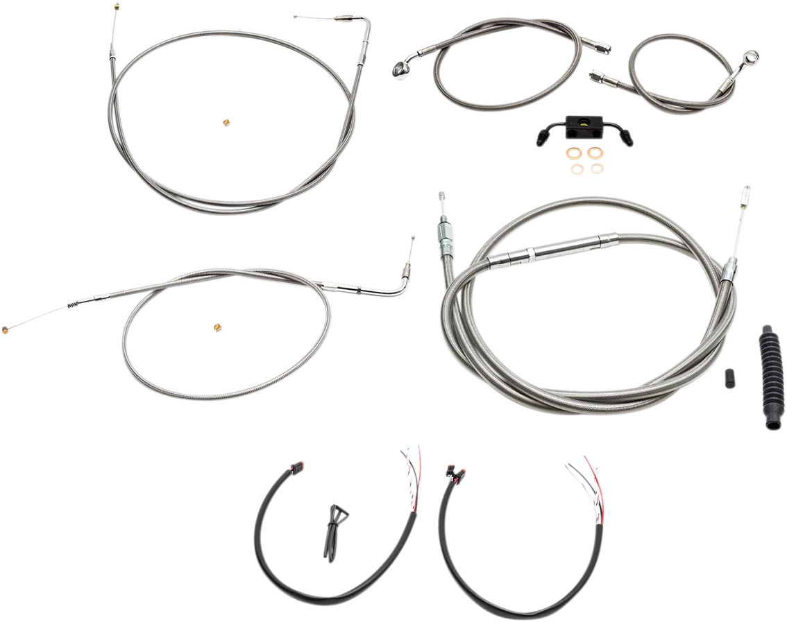 Complete Stainless Braided Handlebar Cable/Brake Line Kit — Cable Kit