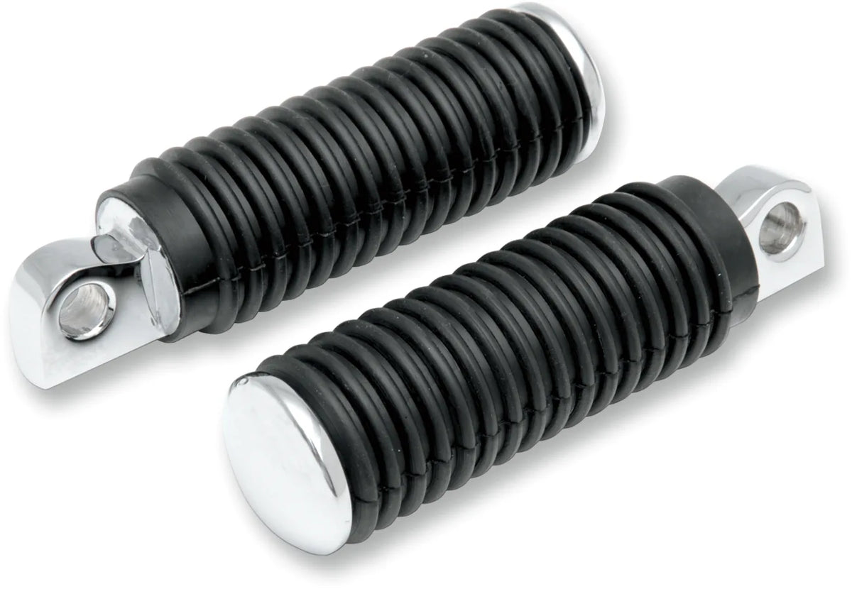 Chrome Foot Pegs with Rubber Sleeves — Pair