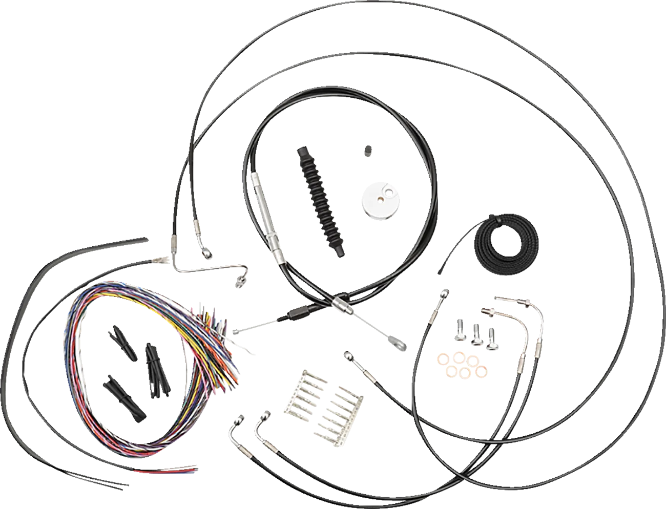 Complete Black Vinyl Braided Handlebar Cable/Brake Line Kit
