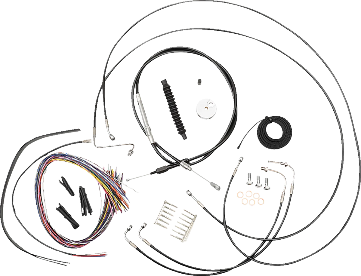 Complete Black Vinyl Braided Handlebar Cable/Brake Line Kit