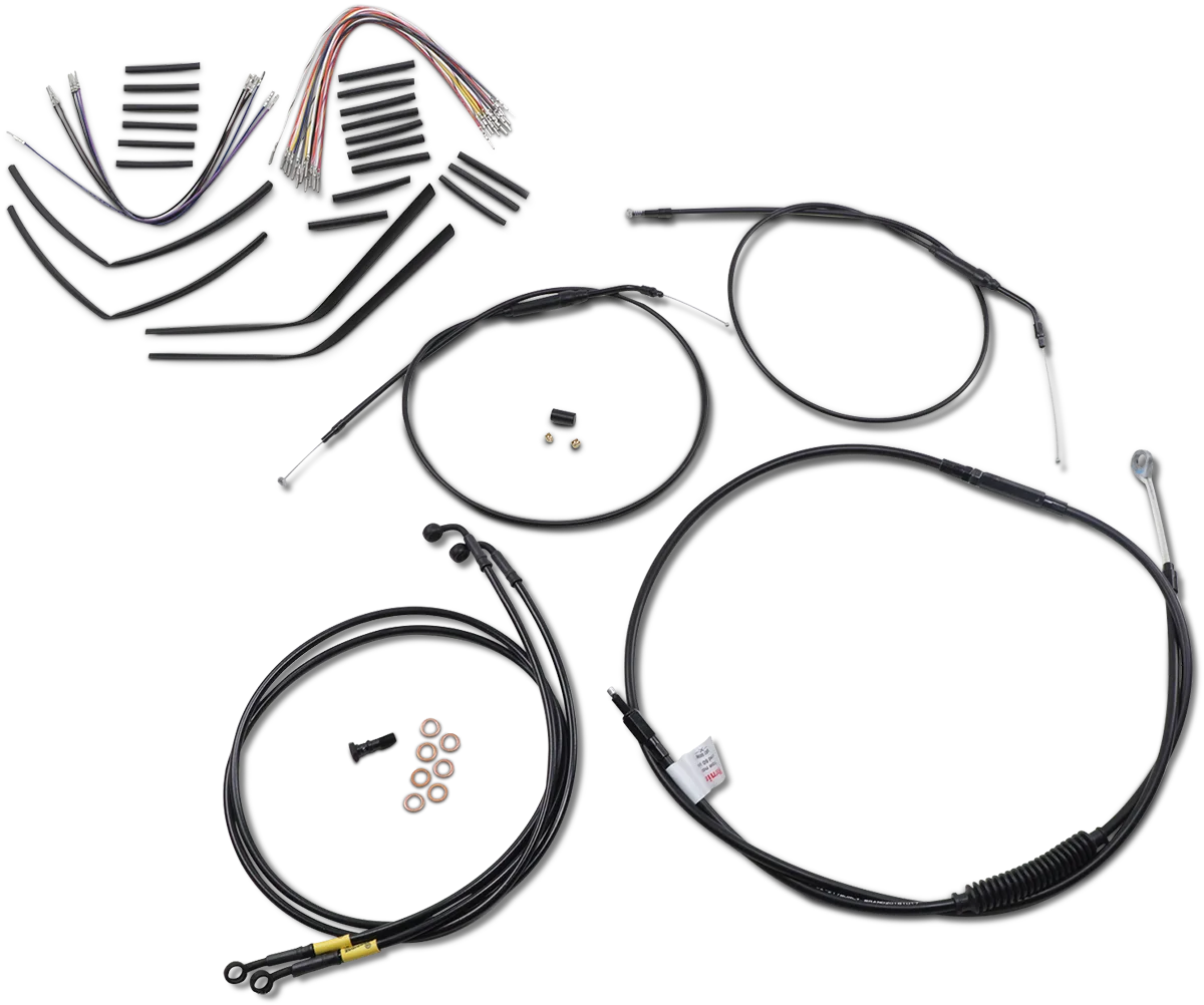 Complete Black Vinyl Handlebar Cable/Line Kit for Ape Hangers