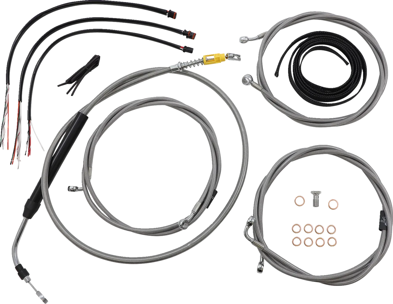 Complete Stainless Braided Handlebar Cable/Brake Line Kit — Cable Kit