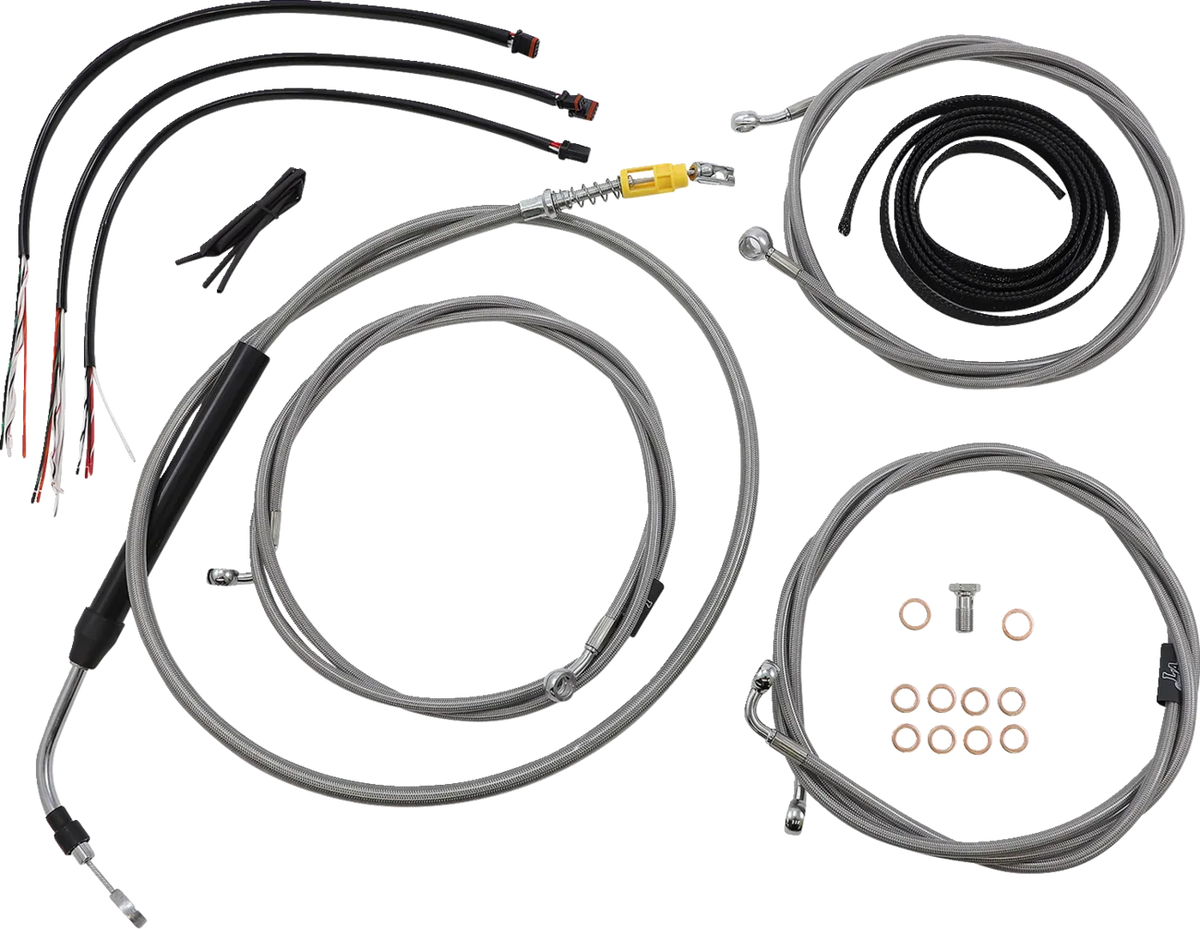 Complete Stainless Braided Handlebar Cable/Brake Line Kit — Cable Kit