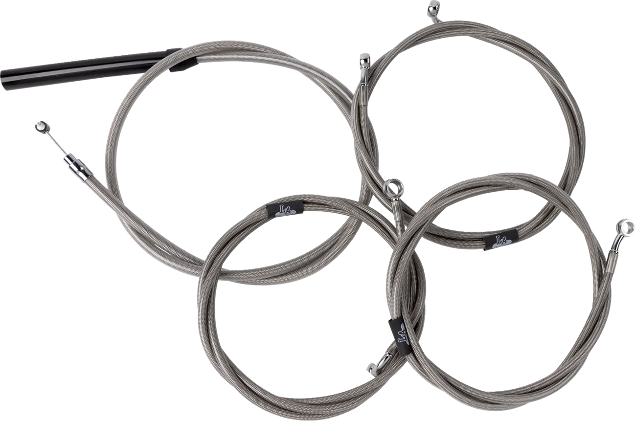 Complete Stainless Braided Handlebar Cable/Brake Line Kit — Cable Kit