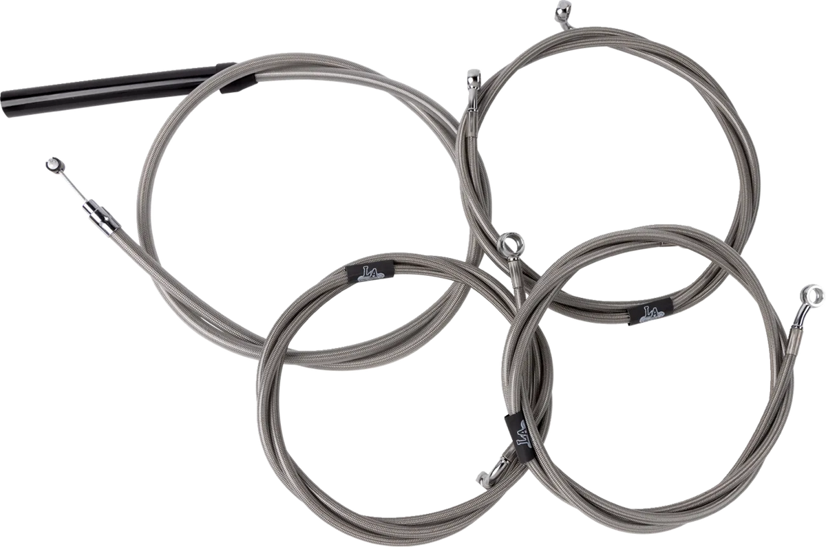 Complete Stainless Braided Handlebar Cable/Brake Line Kit — Cable Kit