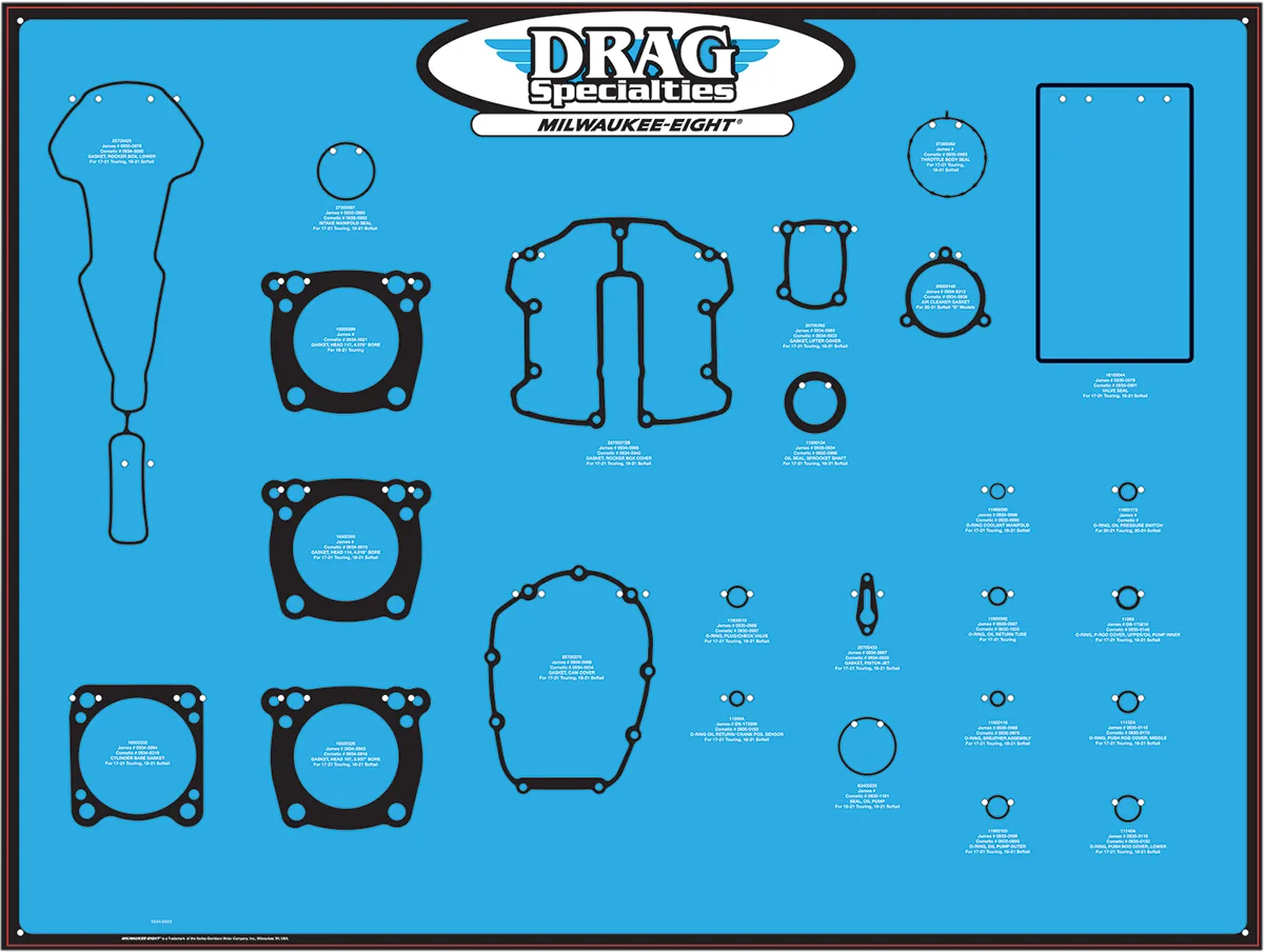 M8 Motor Gasket, Seal, and O-Ring Display