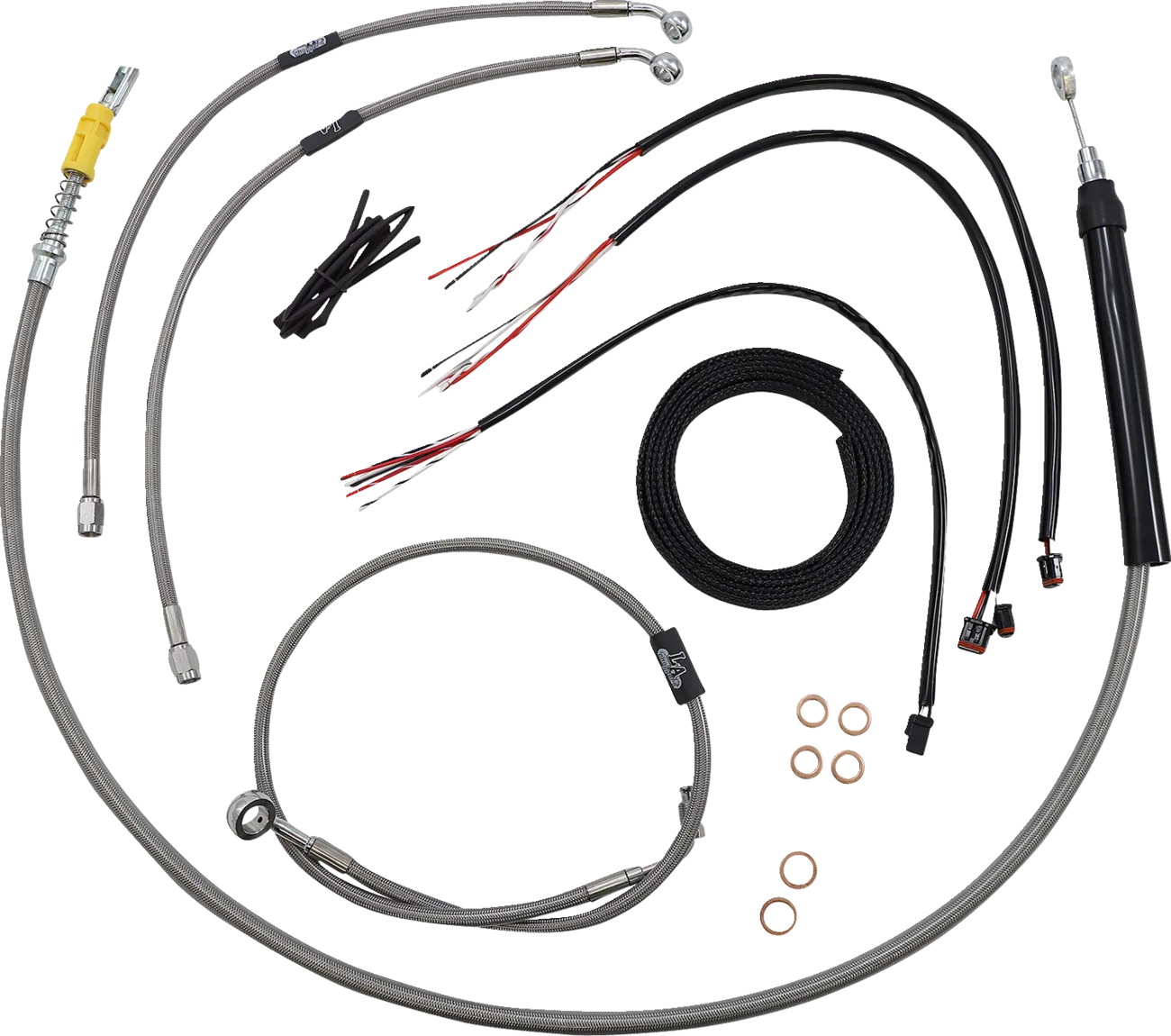Complete Stainless Braided Handlebar Cable/Brake Line Kit — Cable Kit