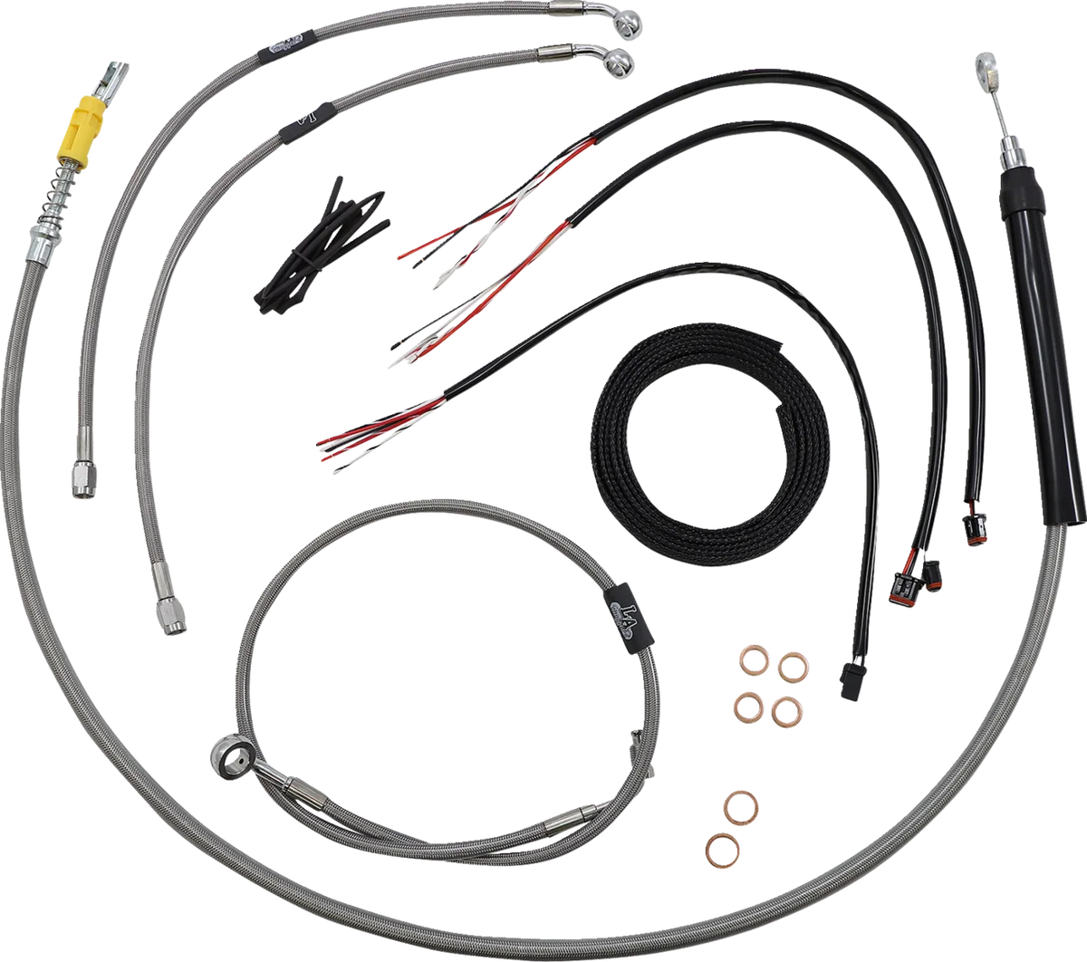 Complete Stainless Braided Handlebar Cable/Brake Line Kit — Cable Kit