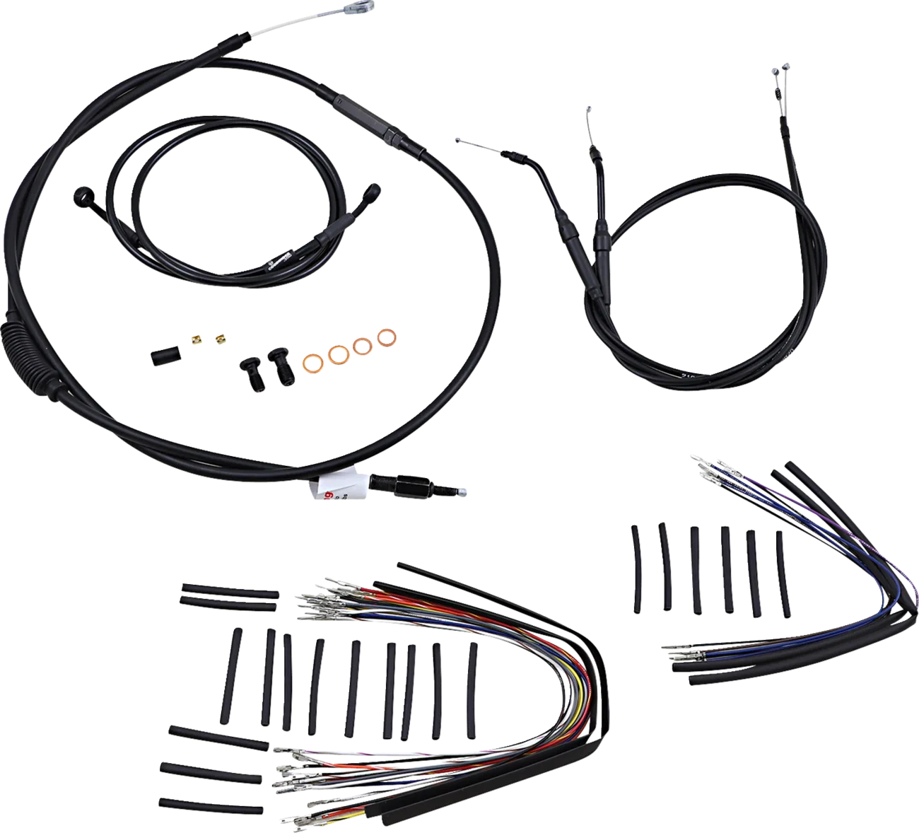 Complete Black Vinyl Handlebar Cable/Line Kit for Ape Hangers