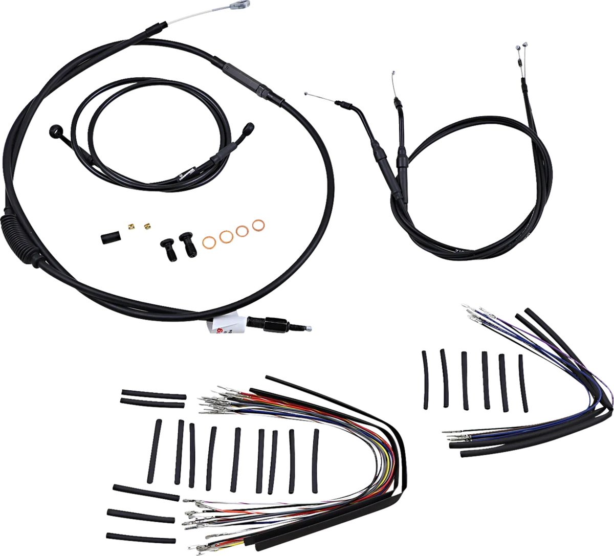 Complete Black Vinyl Handlebar Cable/Line Kit for Ape Hangers