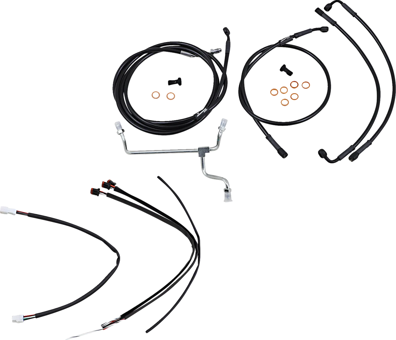 Complete Black Vinyl Handlebar Cable/Line Kit for Ape Hangers