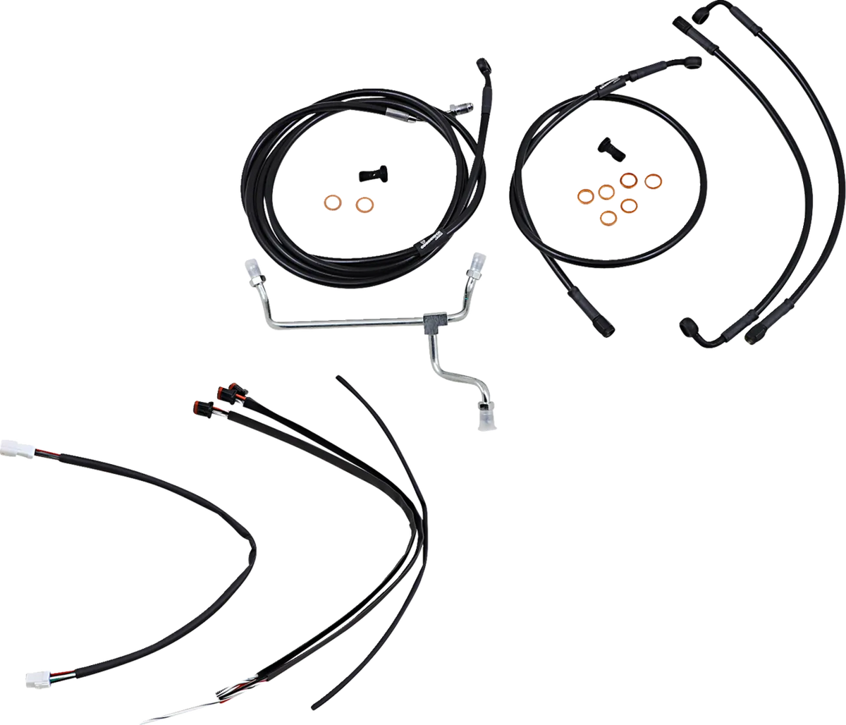 Complete Black Vinyl Handlebar Cable/Line Kit for Ape Hangers