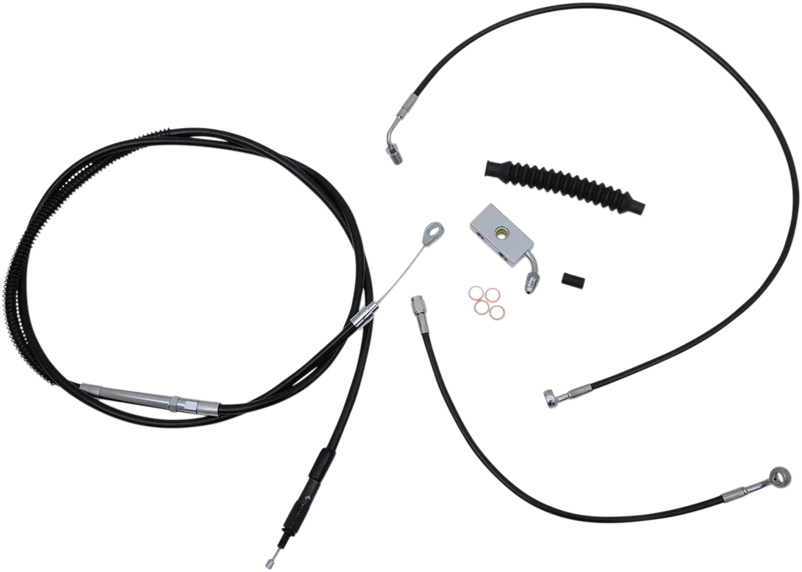Complete Black Vinyl Braided Handlebar Cable/Brake Line Kit