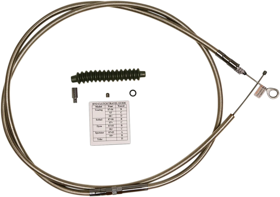 BYO™ Build Your Own™ Clutch Cable Kit - 80" - Dyna/Softail - Braided Stainless Steel
