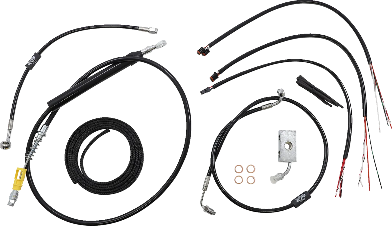 Complete Black Vinyl Braided Handlebar Cable/Brake Line Kit