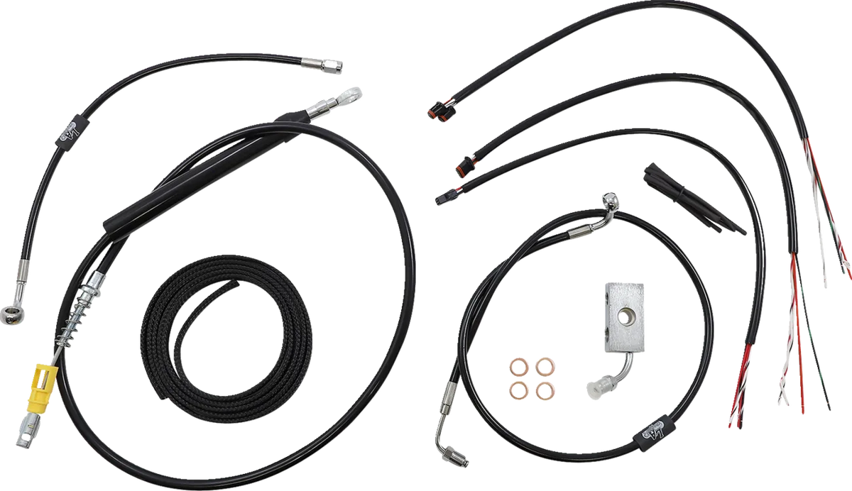 Complete Black Vinyl Braided Handlebar Cable/Brake Line Kit