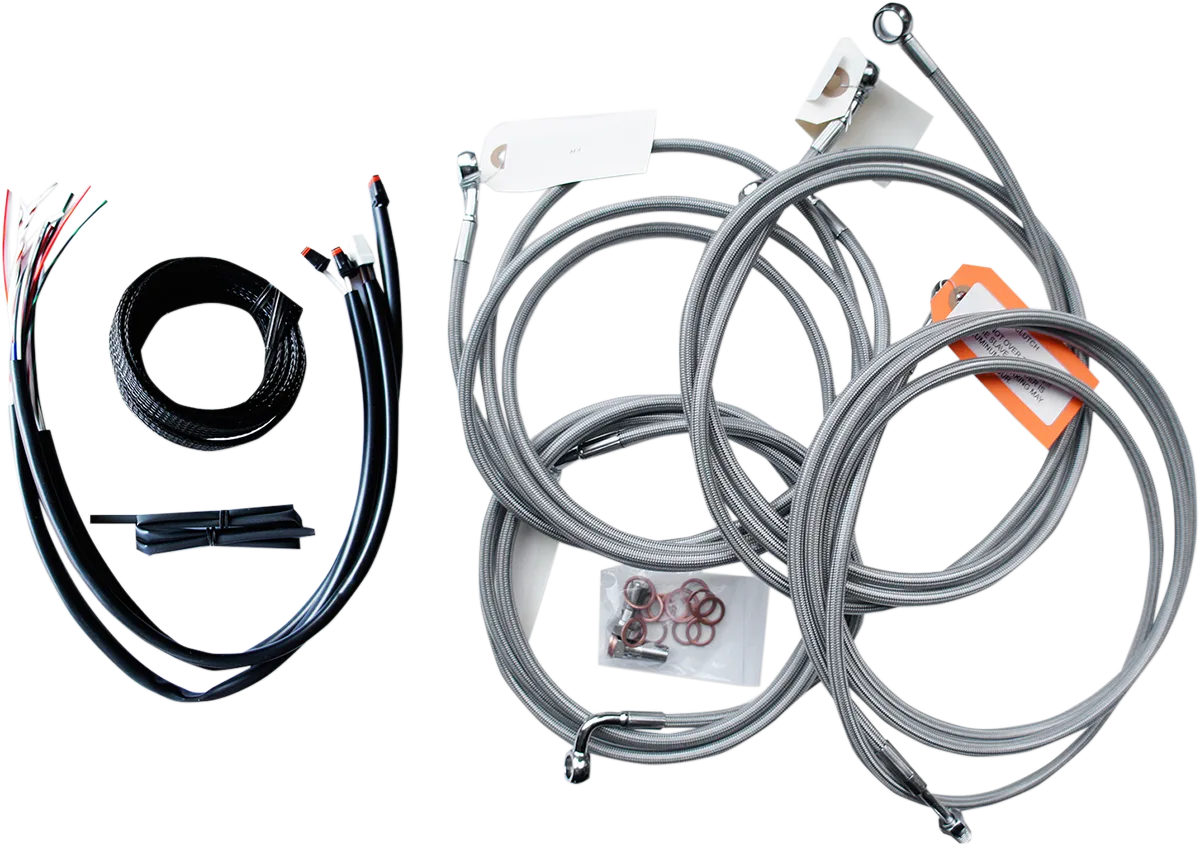 Complete Stainless Braided Handlebar Cable/Brake Line Kit — Cable Kit