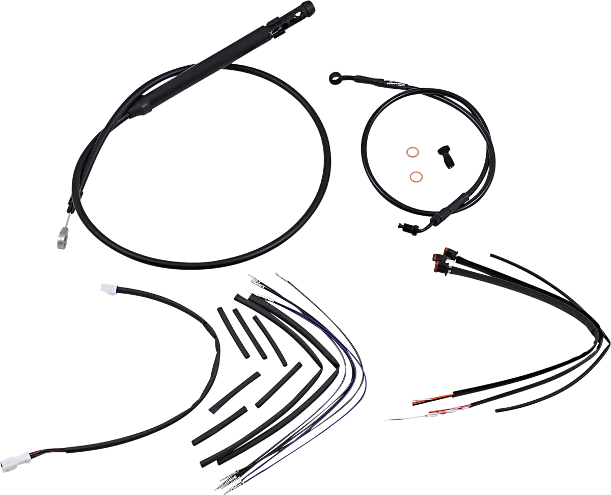 Complete Black Vinyl Handlebar Cable/Line Kit for Ape Hangers