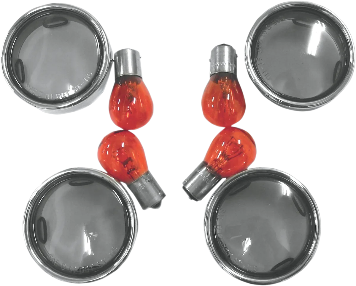 Smoke Turn Signal Lens Kit with Chrome Trim Rings