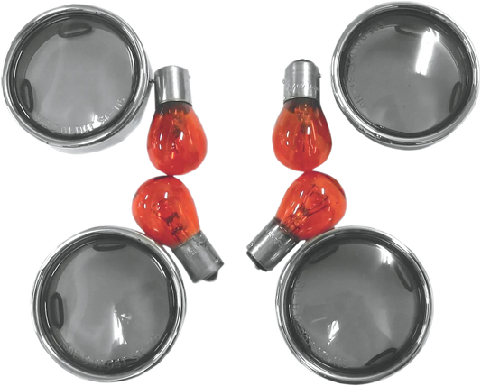 Smoke Turn Signal Lens Kit with Chrome Trim Rings
