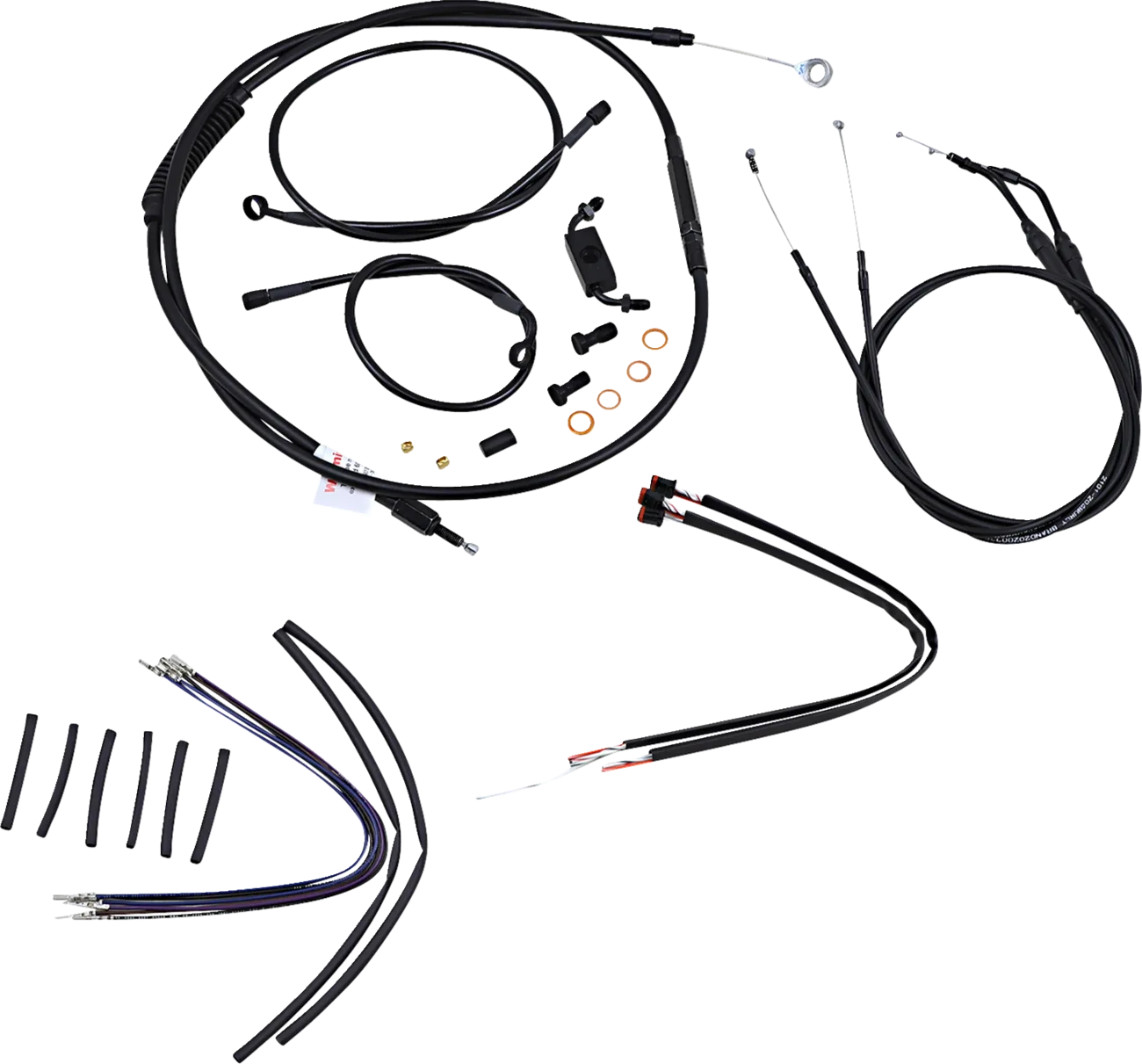 Complete Black Vinyl Handlebar Cable/Line Kit for Ape Hangers