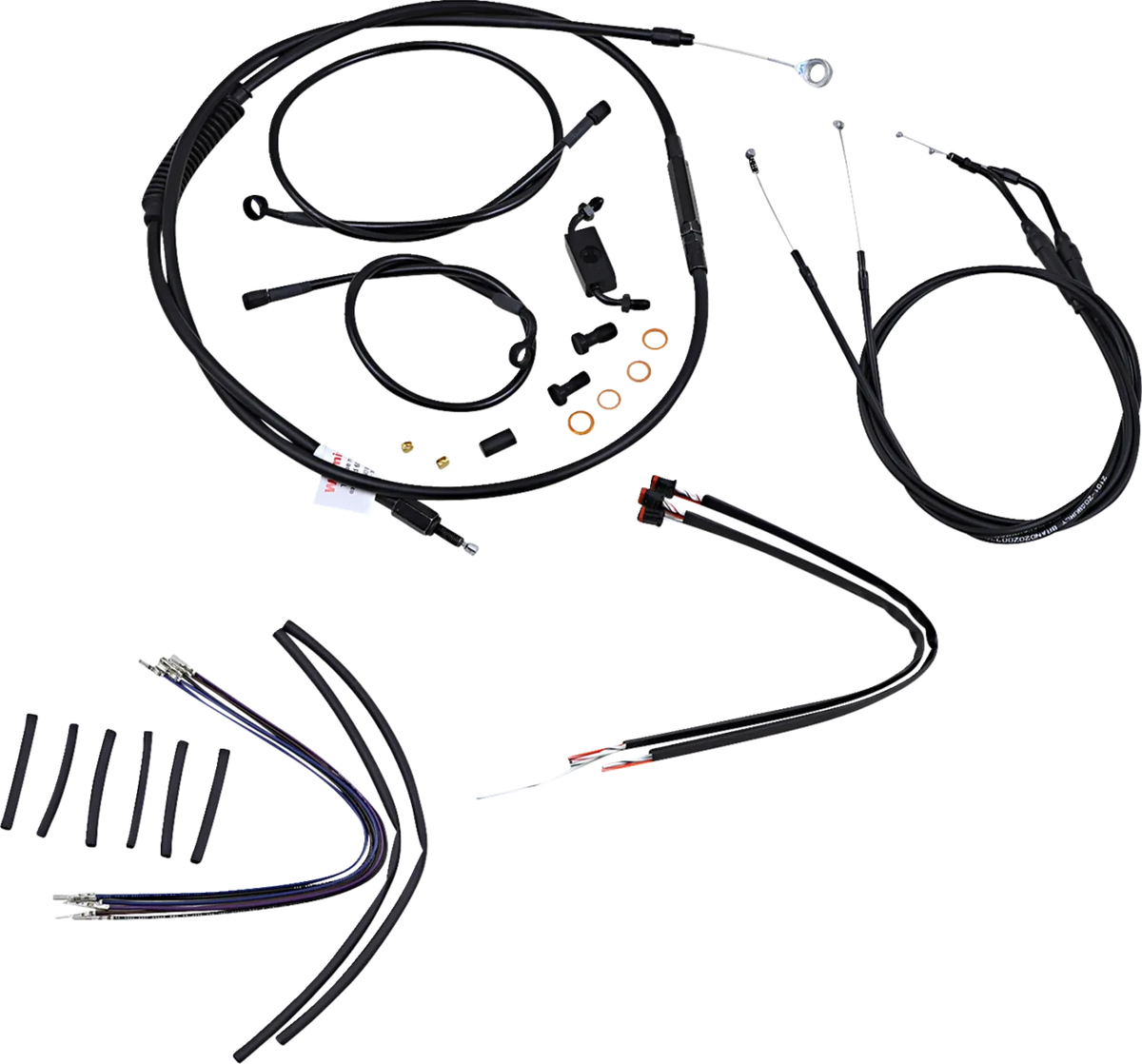 Complete Black Vinyl Handlebar Cable/Line Kit for Ape Hangers