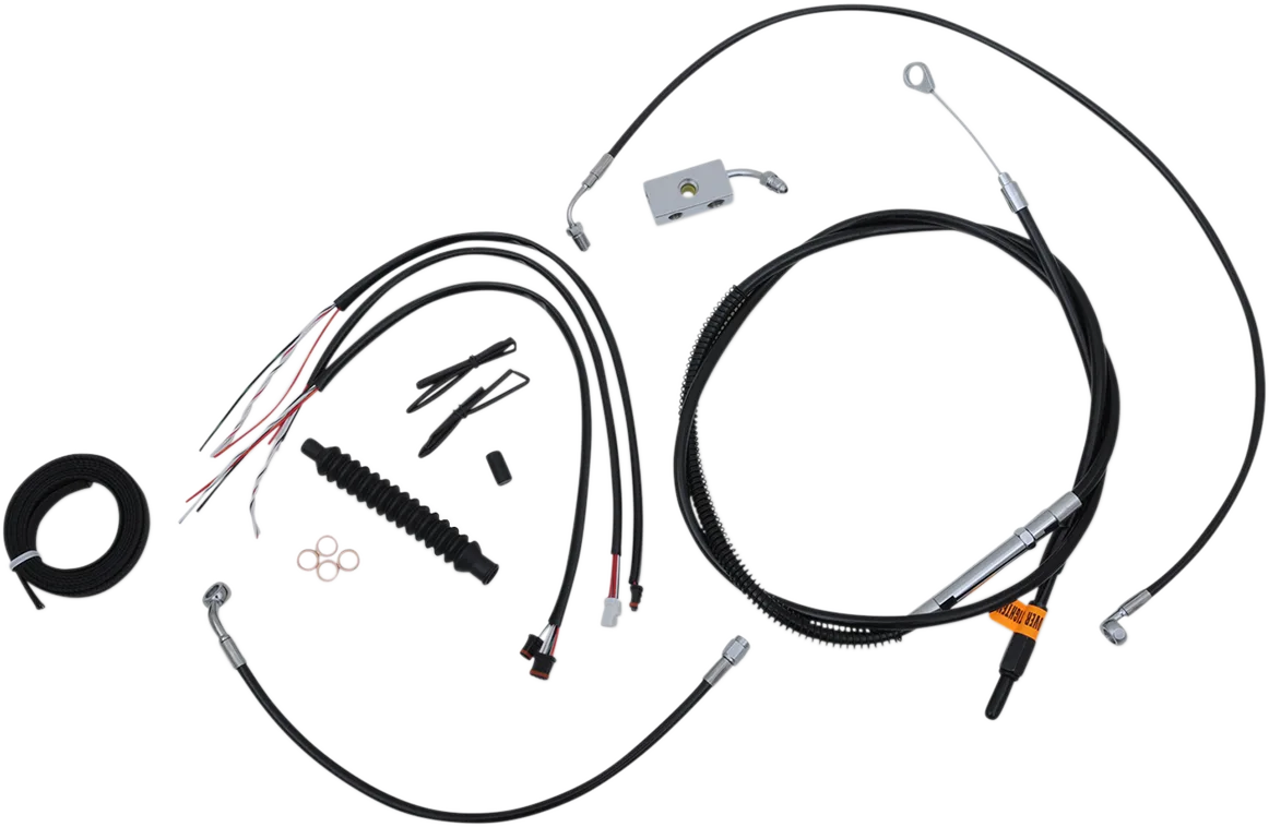 Complete Black Vinyl Braided Handlebar Cable/Brake Line Kit