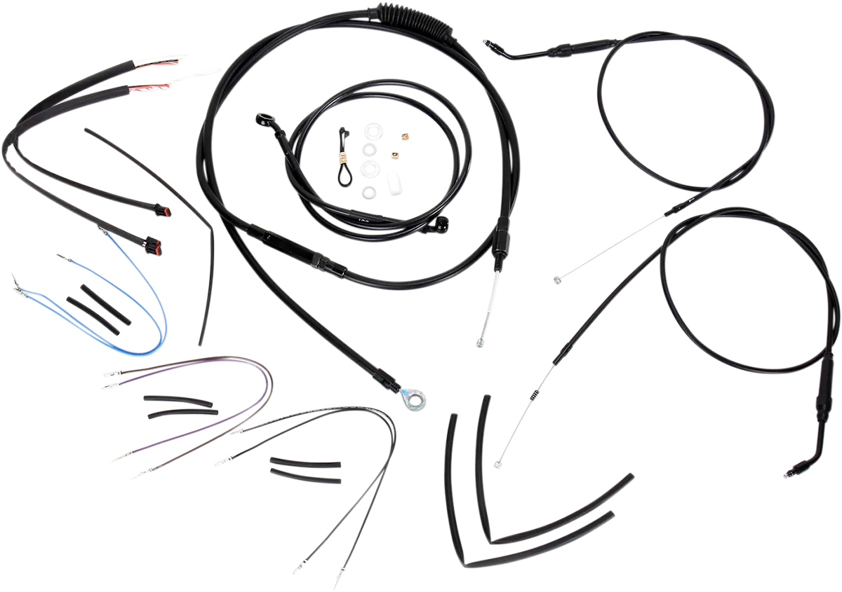Complete Black Vinyl Handlebar Cable/Line Kit for Ape Hangers