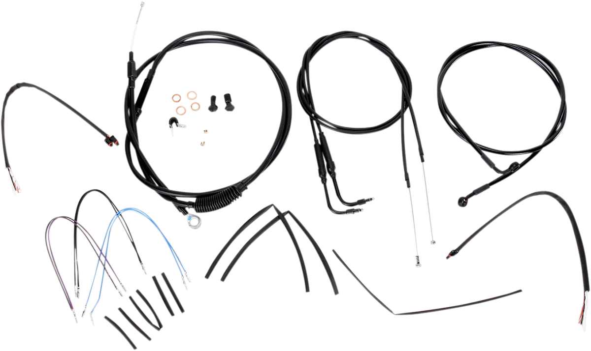 Complete Black Vinyl Handlebar Cable/Line Kit for Ape Hangers