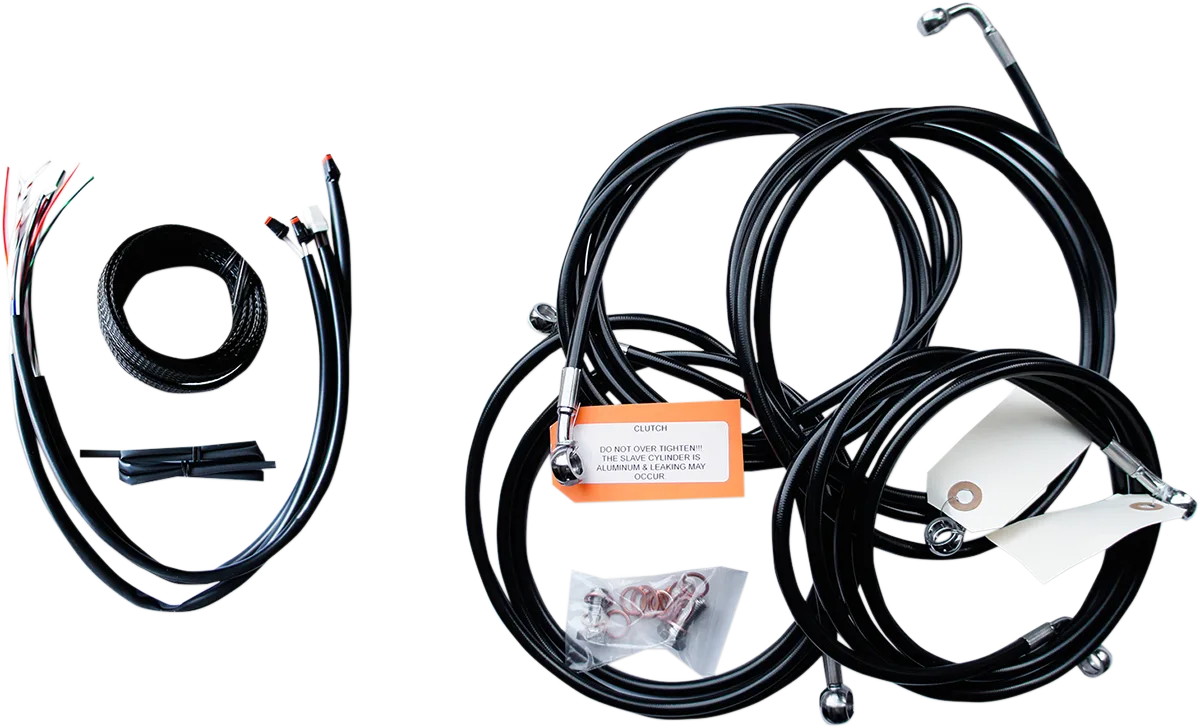 Complete Black Vinyl Braided Handlebar Cable/Brake Line Kit