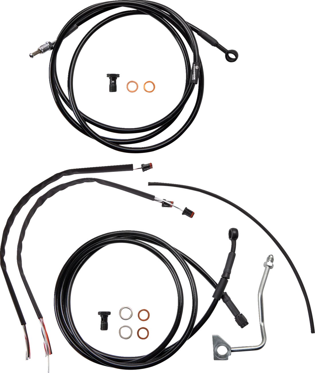 Complete Black Vinyl Handlebar Cable/Line Kit for Ape Hangers