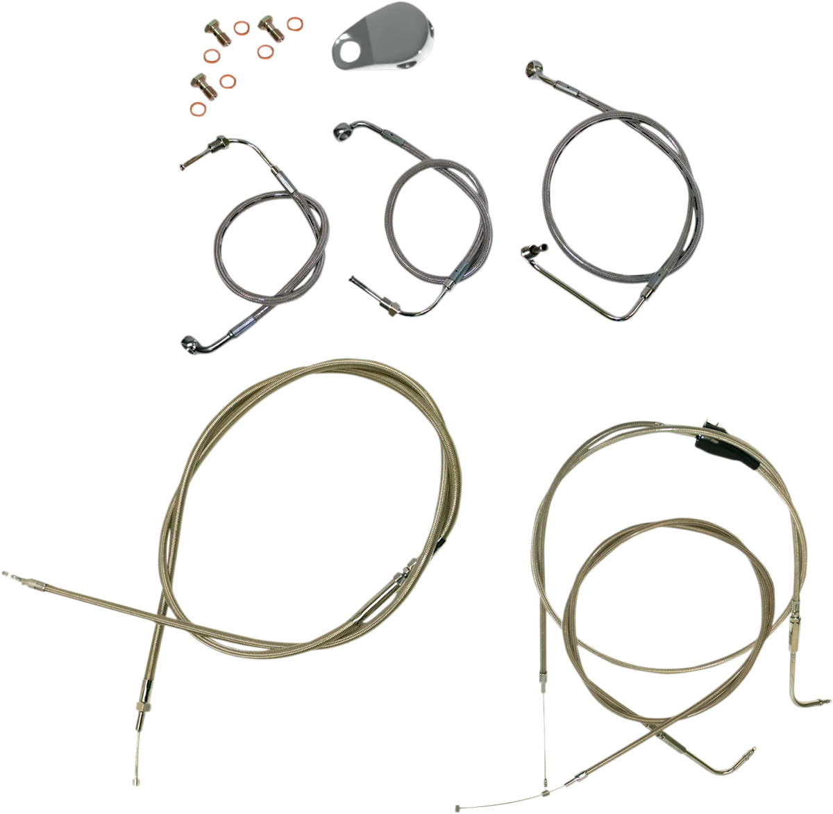 Standard Stainless Braided Handlebar Cable/Brake Line Kit