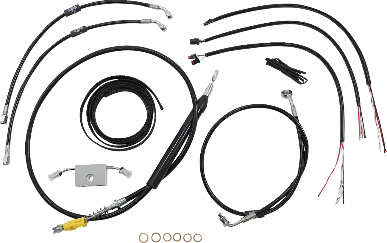 Complete Black Vinyl Braided Handlebar Cable/Brake Line Kit