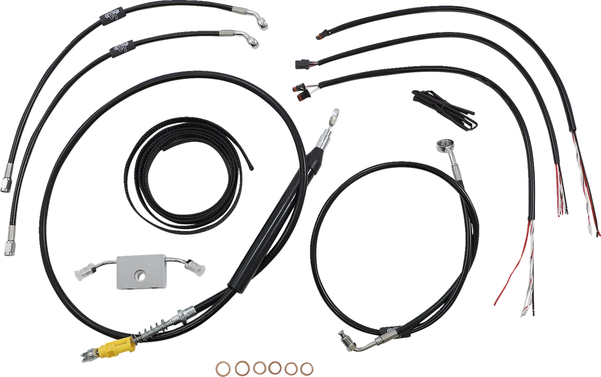 Complete Black Vinyl Braided Handlebar Cable/Brake Line Kit
