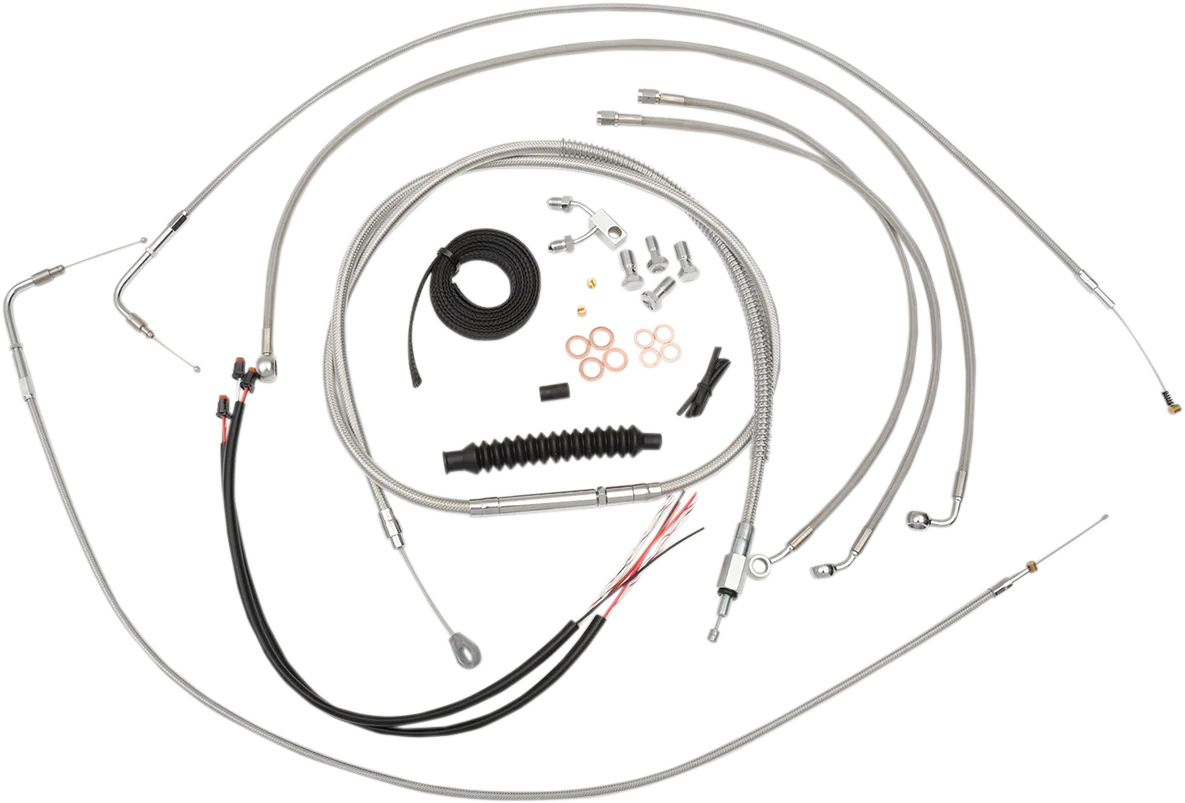 Complete Stainless Braided Handlebar Cable/Brake Line Kit — Cable Kit