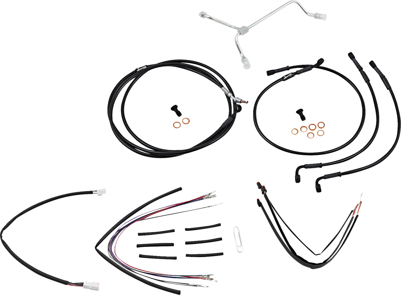 Complete Black Vinyl Handlebar Cable/Line Kit for Ape Hangers