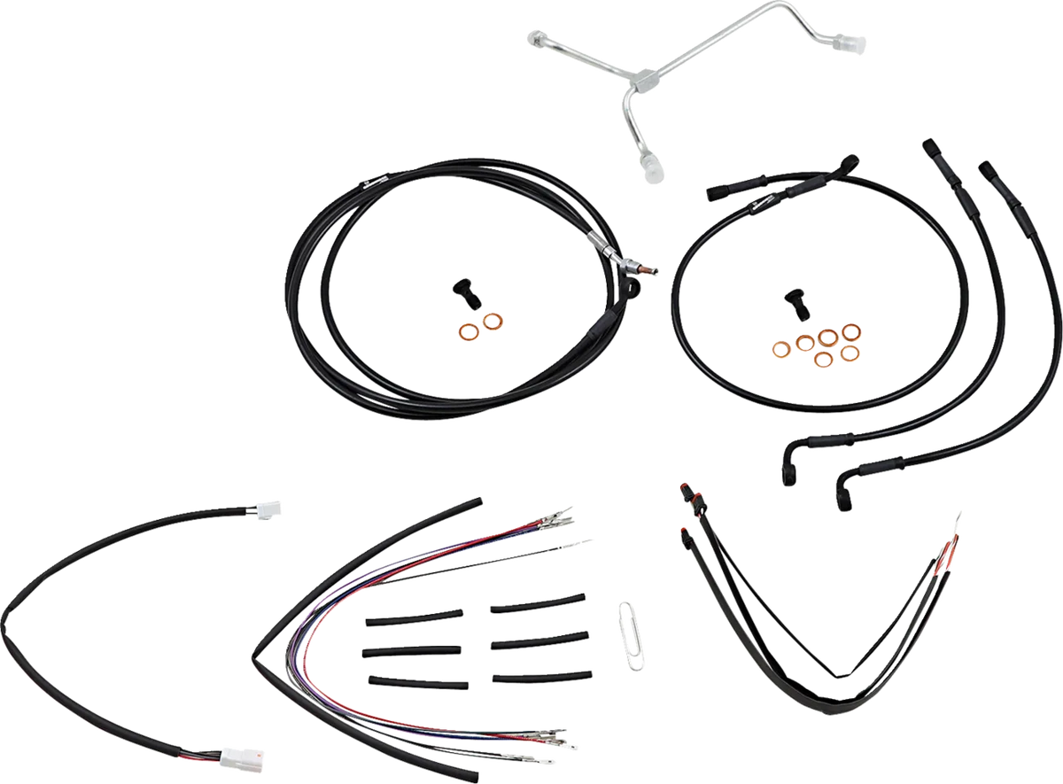Complete Black Vinyl Handlebar Cable/Line Kit for Ape Hangers