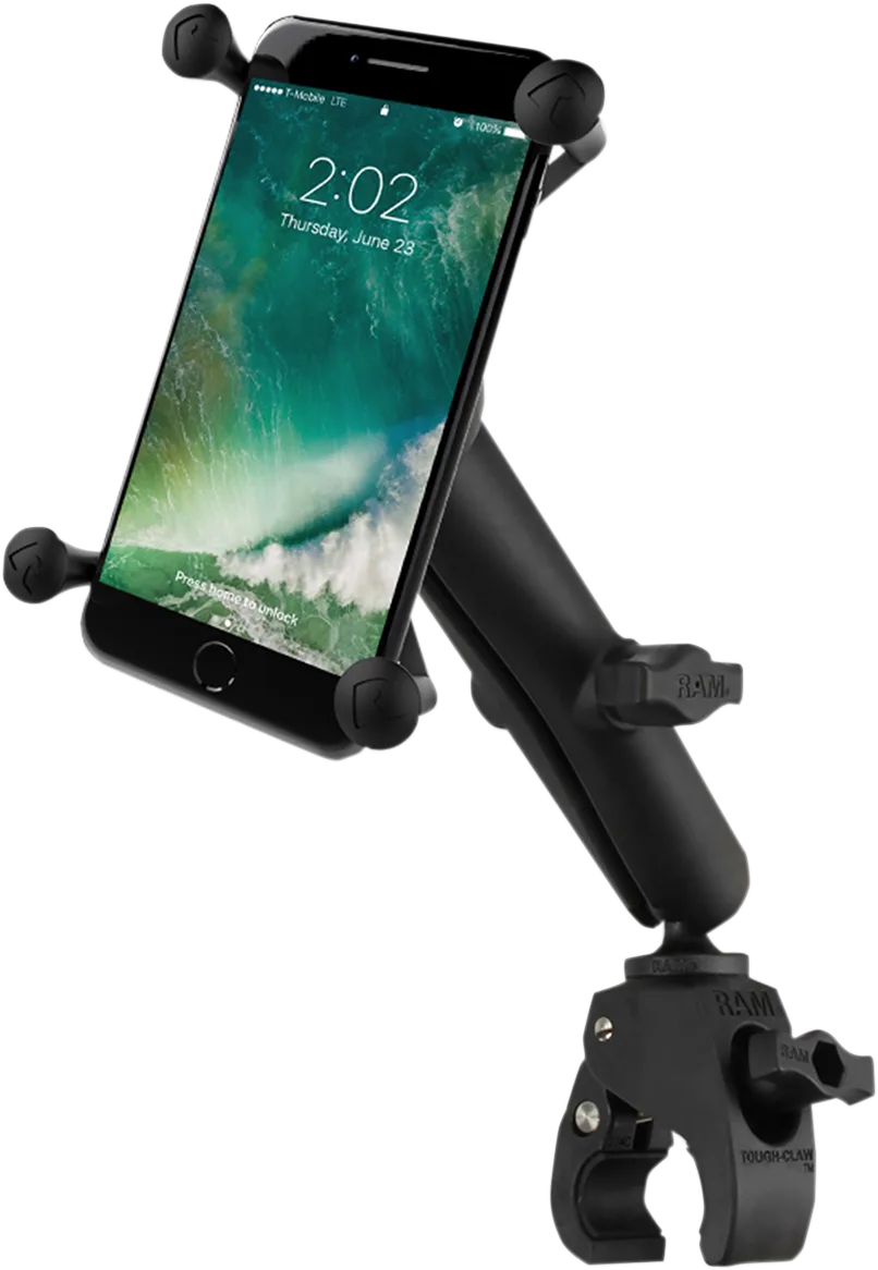 Small Tough-Claw™ Base with Long Double-Socket Arm and Universal Ram® X-Grip® Cradle
