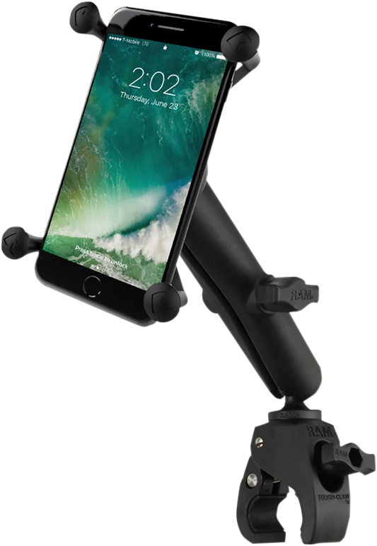 Small Tough-Claw™ Base with Long Double-Socket Arm and Universal Ram® X-Grip® Cradle