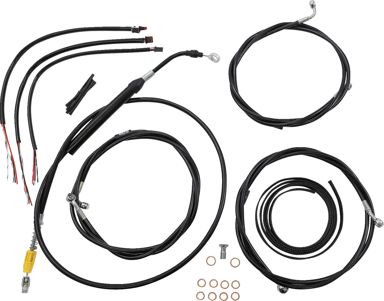 Complete Black Vinyl Braided Handlebar Cable/Brake Line Kit
