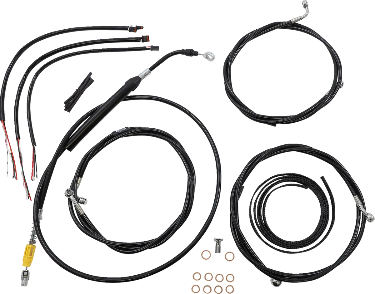 Complete Black Vinyl Braided Handlebar Cable/Brake Line Kit