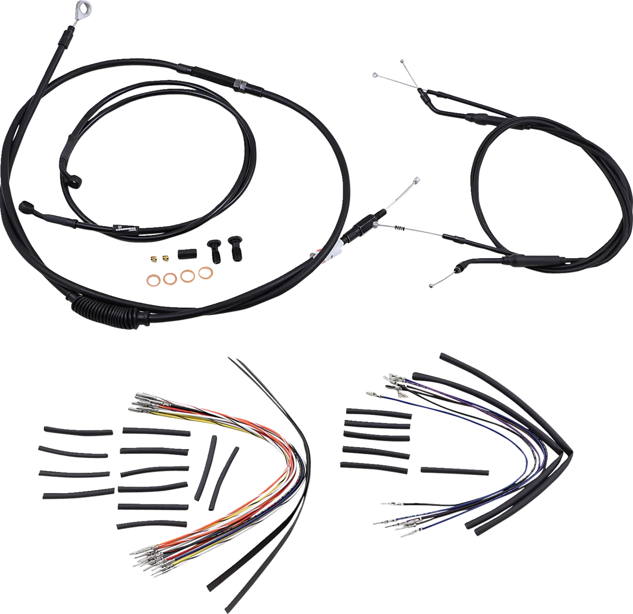 Complete Black Vinyl Handlebar Cable/Line Kit for Ape Hangers