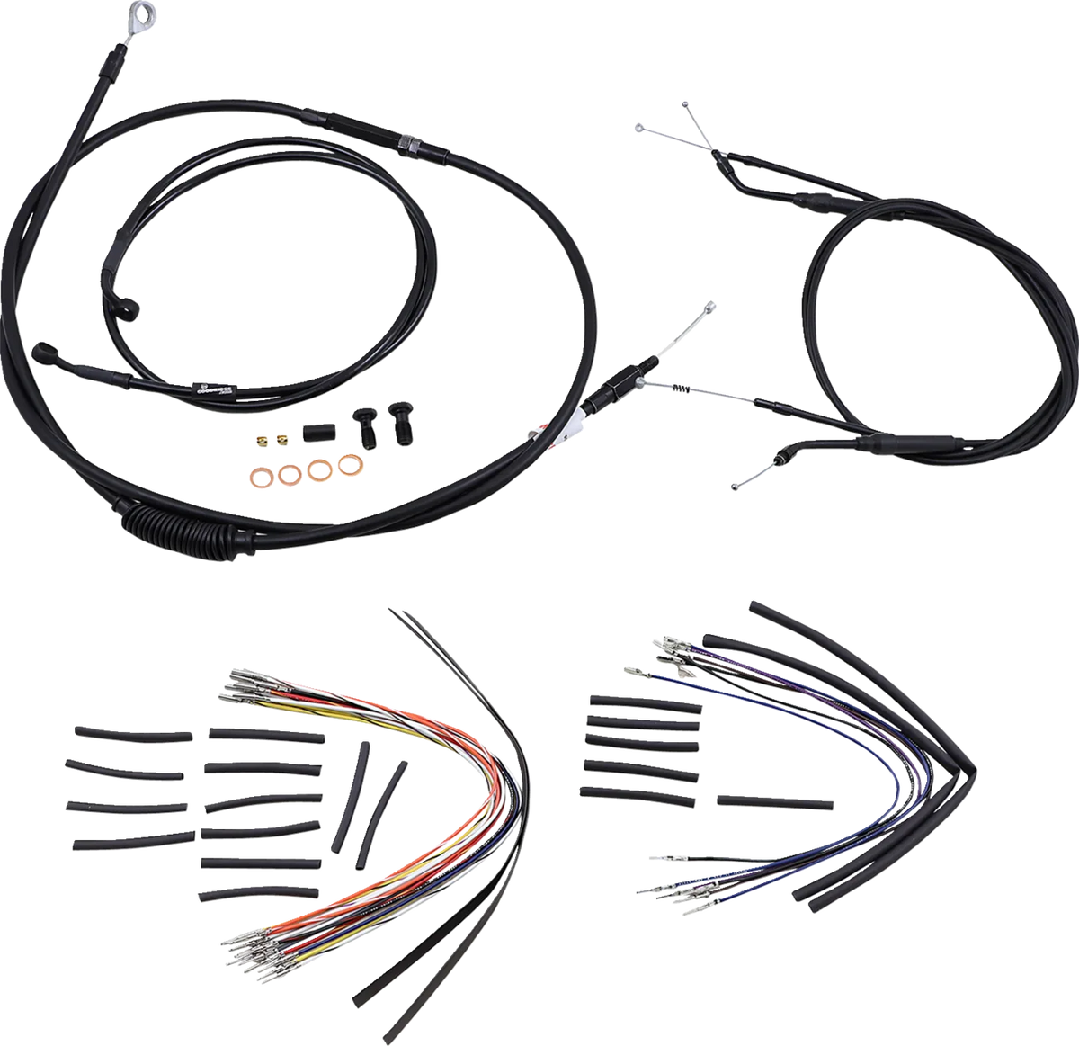 Complete Black Vinyl Handlebar Cable/Line Kit for Ape Hangers
